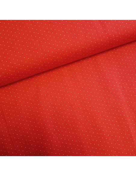 Tissu, Popeline de Coton Petits Pois, Rouge et Blanc, Laize 150 cm, 100% Coton 130g/m²