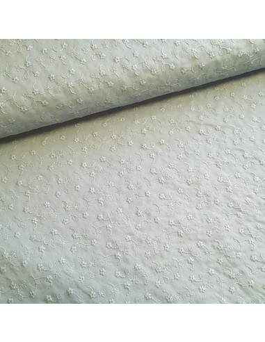 Tissu, Broderie Anglaise, Vert d'Eau, Laize 140 cm, 100% Coton 110g/ml