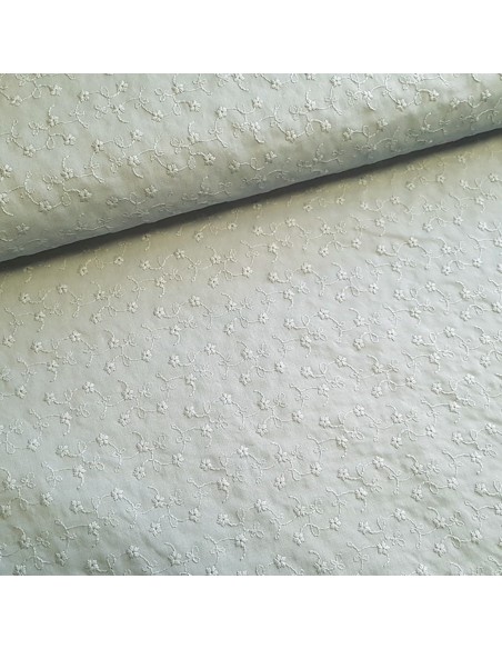 Tissu, Broderie Anglaise, Vert d'Eau, Laize 140 cm, 100% Coton 110g/ml