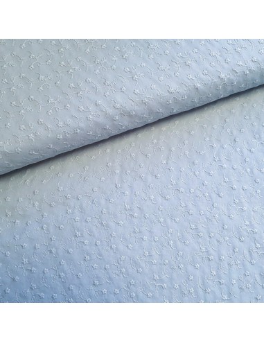 Tissu, Broderie Anglaise, Bleu Jeans, Laize 140 cm, 100% Coton 110g/m²