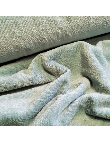 Tissu, Éponge Bambou Doudou Double Face, Vert Émeraude, Laize 150 cm, 40% Bambou 40% Coton 20% Polyester