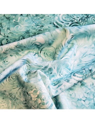 Tissu, Coton Patchwork Imprimé Illuminations, Bleu Océan, Laize 112 cm, 100% Coton