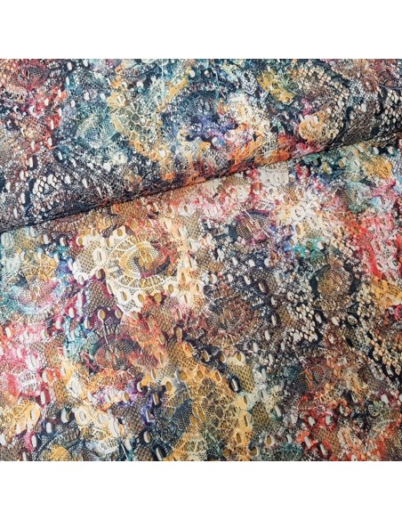 Tissu, Dentelle Multicolore, Multicolore, Laize 150 cm, 100% Polyester