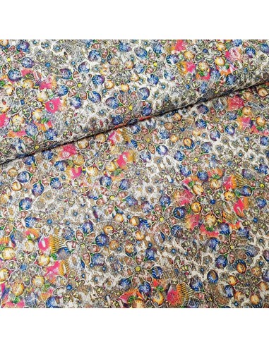 Tissu, Dentelle Fleurie, Multicolore, Laize 150 cm, 100% Polyester