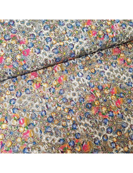 Tissu, Dentelle Fleurie, Multicolore, Laize 150 cm, 100% Polyester