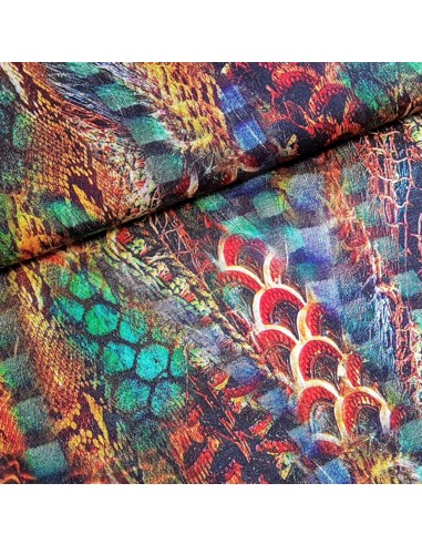Tissu, Jersey de Viscose, Motif Illumination Multicolore, Laize 150 cm, Viscose Stretch Oeko-Tex