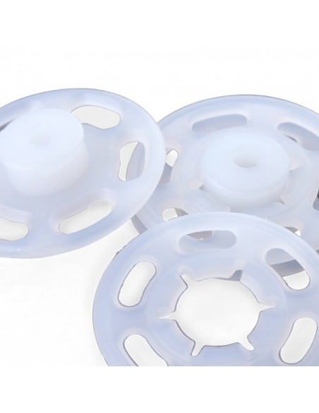 Boutons pression à coudre, 10mm, transparent