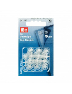 Boutons pression à coudre, 10mm, transparent