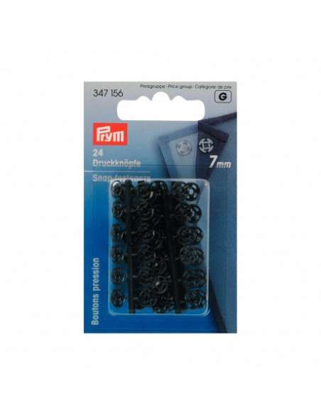 Boutons pression à coudre, 7mm, noir