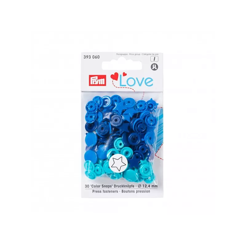 Bouton pression Color, Prym Love, étoile, 12,4mm, bleu/turquoise/encre