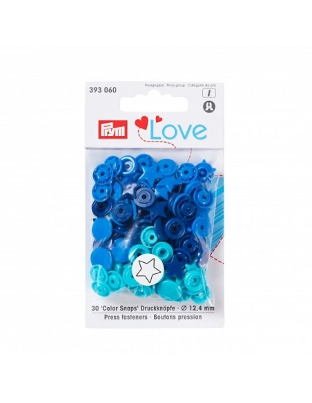 Bouton pression Color, Prym Love, étoile, 12,4mm, bleu/turquoise/encre