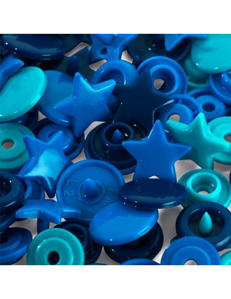 Bouton pression Color, Prym Love, étoile, 12,4mm, bleu/turquoise/encre