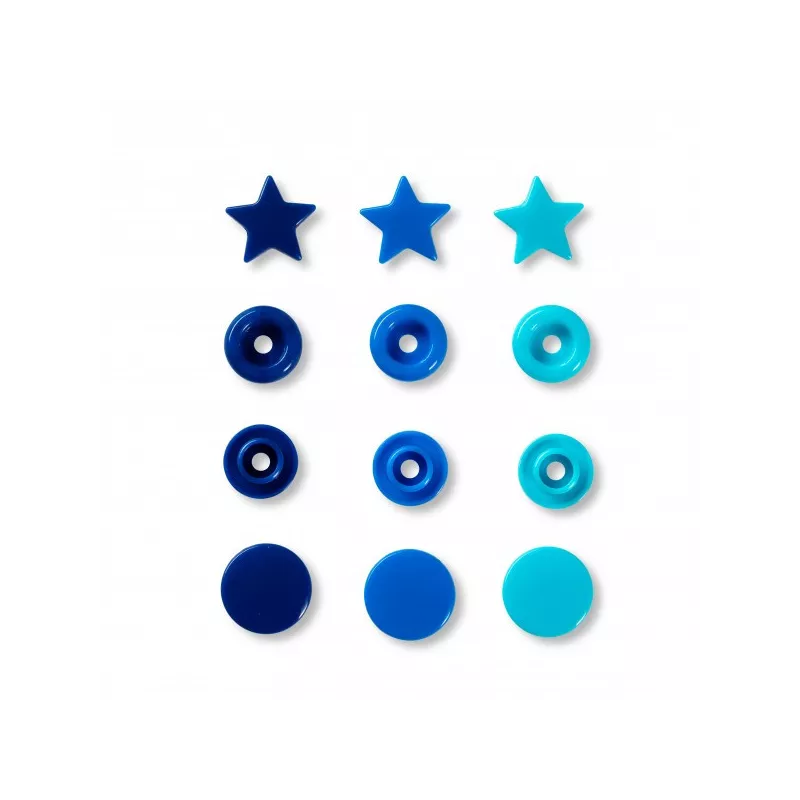 Bouton pression Color, Prym Love, étoile, 12,4mm, bleu/turquoise/encre