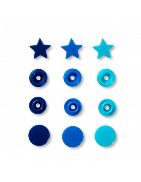 Bouton pression Color, Prym Love, étoile, 12,4mm, bleu/turquoise/encre