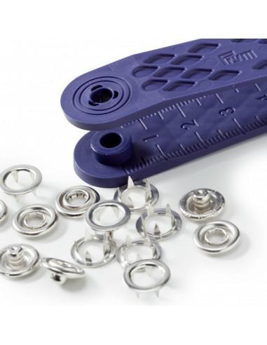 Bouton pression sans couture « Jersey », anneau denté, 10mm, argenté