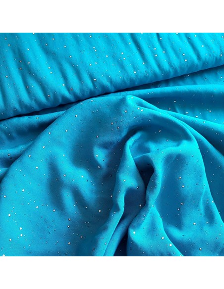 Tissu, Viscose Pois Brillants, Turquoise, Laize 140 cm, 100% Rayon 140g/m²
