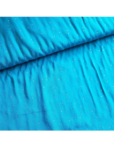 Tissu, Viscose Pois Brillants, Turquoise, Laize 140 cm, 100% Rayon 140g/m²