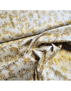 Tissu, Coton Patchwork Fleuri, Écru et Doré, Laize 112 cm, 100% Coton 2