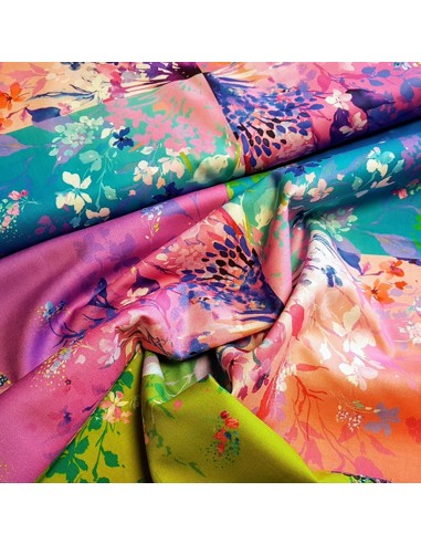 Tissu, Coton Patchwork Fleuri, Multicolore Lumineux, Laize 112 cm, 100% Coton