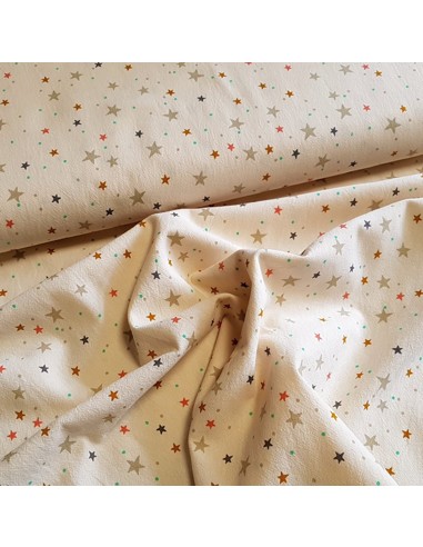 Tissu, Coton Lavé Étoiles, Beige, Laize 135 cm, 100% Coton 150g/m²