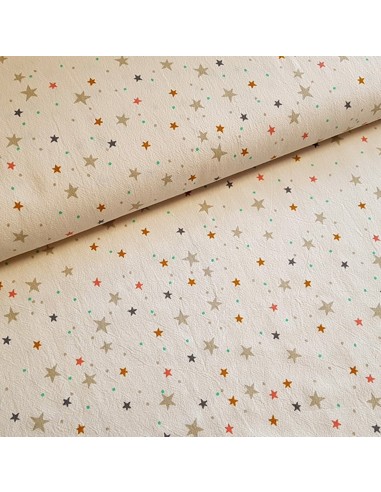 Tissu, Coton Lavé Étoiles, Beige, Laize 135 cm, 100% Coton 150g/m²