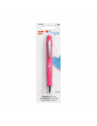 Stylo à mines Prym Love avec 2 mines en fuchsia