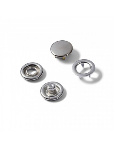 Boutons pression sans couture, Jersey, capuchon lisse, 10mm, argenté