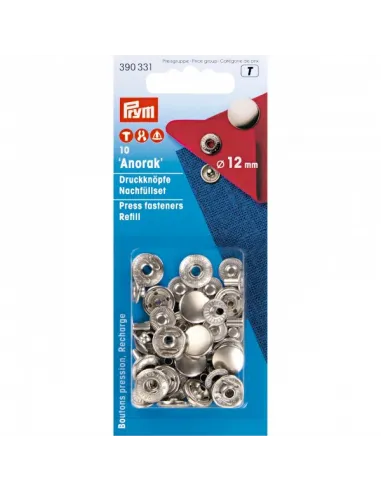 Boutons pression Prym Anorak 12 mm argenté | Zephyr Tissus