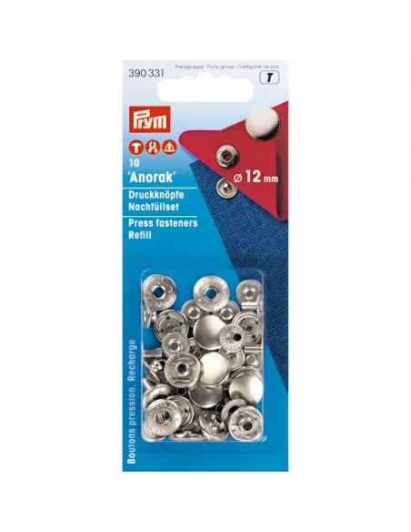 Boutons pression Prym Anorak 12 mm argenté | Zephyr Tissus