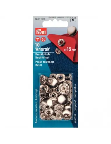 Recharge boutons pression Prym Anorak 15 mm | Zephyr Tissus