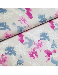 Tissu, Jersey, Fleurs Abstraites Beige, Laize 150 cm, Viscose Stretch Oeko-Tex
