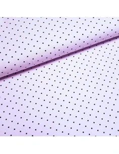 Tissu, Jersey de Coton Imprimé Petits Pois, Rose Poudré et Noir, Laize 150 cm, Coton Stretch Oeko-Tex