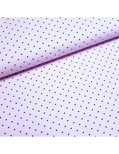 Tissu, Jersey de Coton Imprimé Petits Pois, Rose Poudré et Noir, Laize 150 cm, Coton Stretch Oeko-Tex