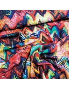 Tissu, Jersey de Viscose à Symboles, Multicolore, Laize 150 cm, Viscose Stretch Oeko-Tex 2