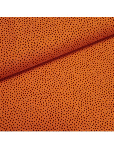 Tissu, Jersey de Coton Imprimé Gouttes, Orange et Noir, Laize 150 cm, Coton Stretch Oeko-Tex