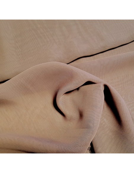 Tissu, Mousseline Unie, Marron Chocolat, Laize 150 cm, 100% Polyester