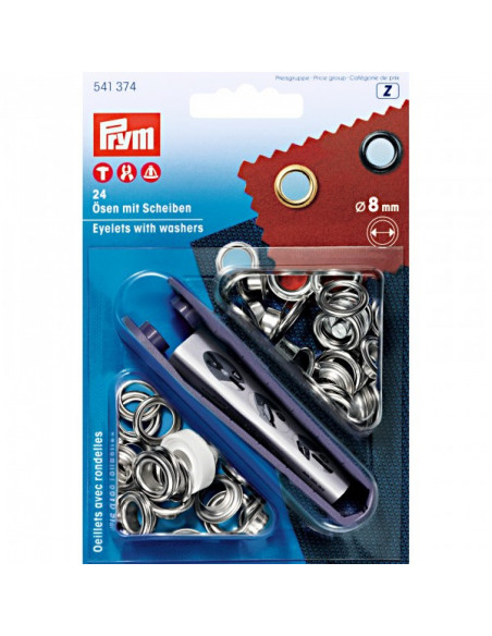 Œillets et rondelles, 8,0mm, argenté