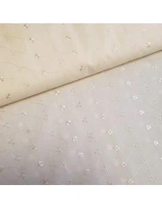 Tissu, Broderie Anglaise, Beige, Laize 150 cm, 100% Coton