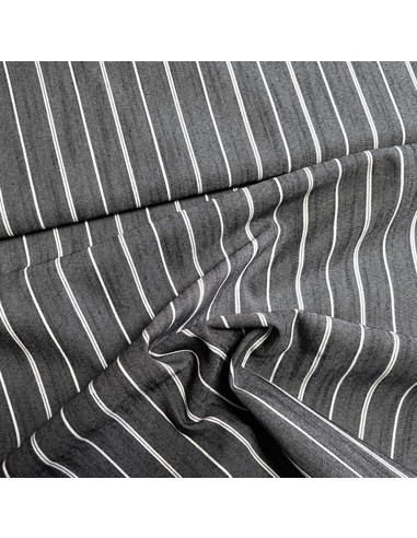 Tissu, Jersey de Coton Lycra Rayé, Noir et Blanc, Laize 130 cm, 95% Coton 5% Lycra