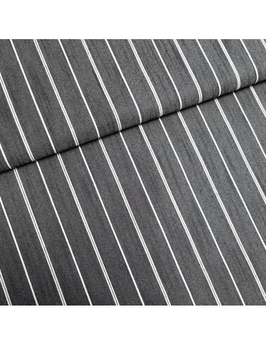 Tissu, Jersey de Coton Lycra Rayé, Noir et Blanc, Laize 130 cm, 95% Coton 5% Lycra