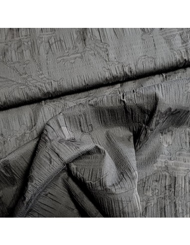 Tissu, Dévoré Fleuri, Noir, Laize 130 cm, 70% Polyester 30% Coton