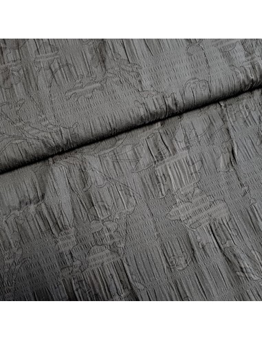 Tissu, Dévoré Fleuri, Noir, Laize 130 cm, 70% Polyester 30% Coton