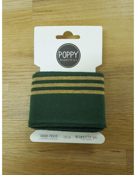 Bord-côte trio lurex doré vert sapin