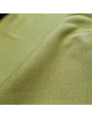 Tissu, Bord-côte tubulaire, Vert kaki clair, Laize 27 cm, Coton/Élasthanne