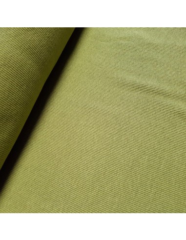 Tissu, Bord-côte tubulaire, Vert kaki clair, Laize 27 cm, Coton/Élasthanne