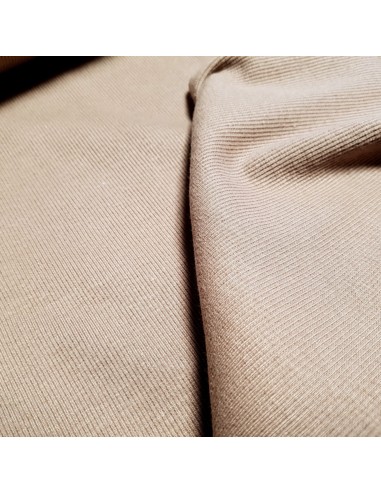 Tissu, Bord-côte tubulaire, Taupe, Laize 27 cm, Coton/Élasthanne