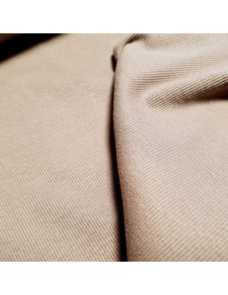 Tissu, Bord-côte tubulaire, Taupe, Laize 27 cm, Coton/Élasthanne