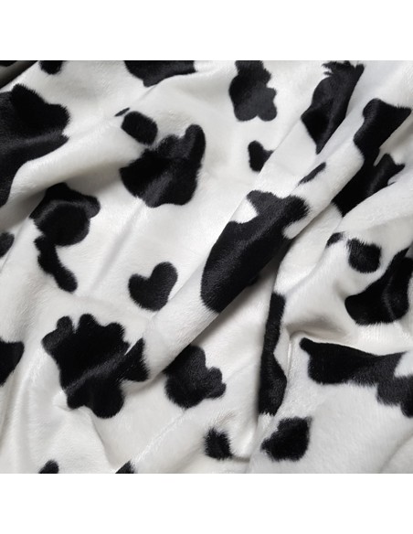 Tissu, Velours Ras Motif Peau de Vache, Multicolore, Laize 150 cm, 100% Polyester 360g/ml