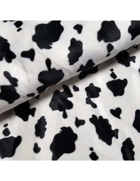 Tissu, Velours Ras Motif Peau de Vache, Multicolore, Laize 150 cm, 100% Polyester 360g/ml