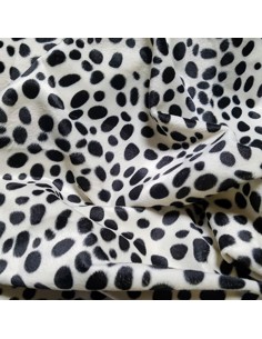 Tissu, Velours Ras Imprimé Dalmatien, Noir et Blanc, Laize 150 cm, 100% Polyester 360g/ml 2